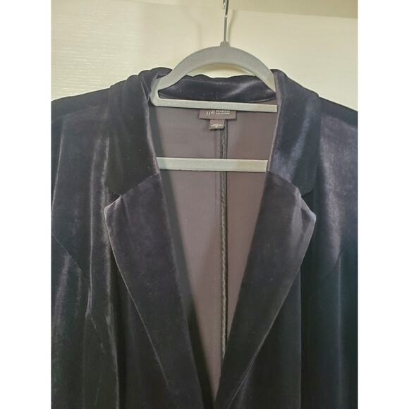 J.Jill Wearever Black Velour Knit Single Button Relaxed Jacket Blazer Sz Medium - Picture 3 of 11